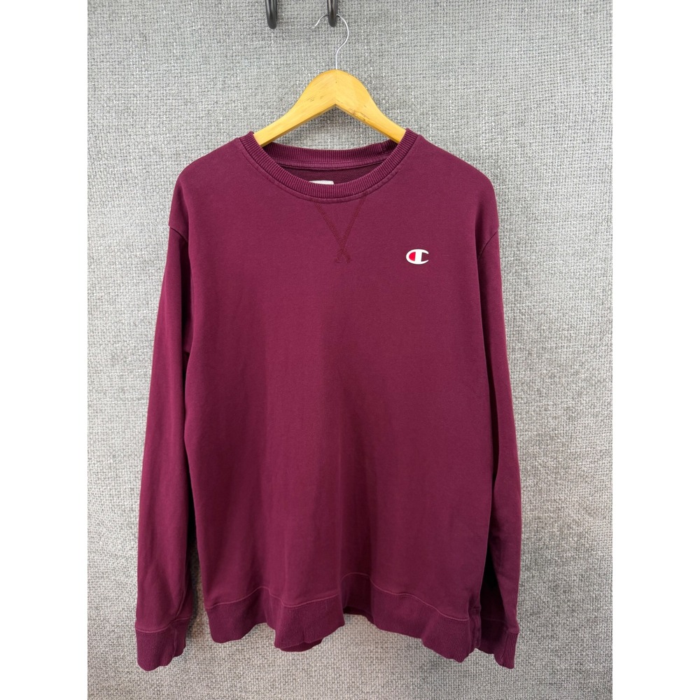 Champion Mens Large Crewneck Sweatshirt Mulled‎ Berry Pullover Athletic Outdoor